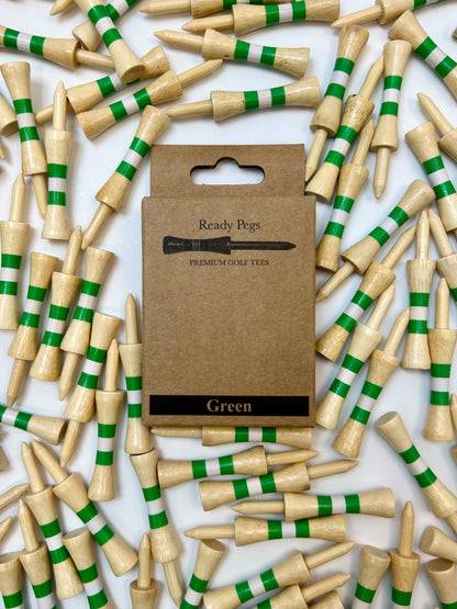 Ready Pegs Green bamboo golf tees, 40mm preset height for driver