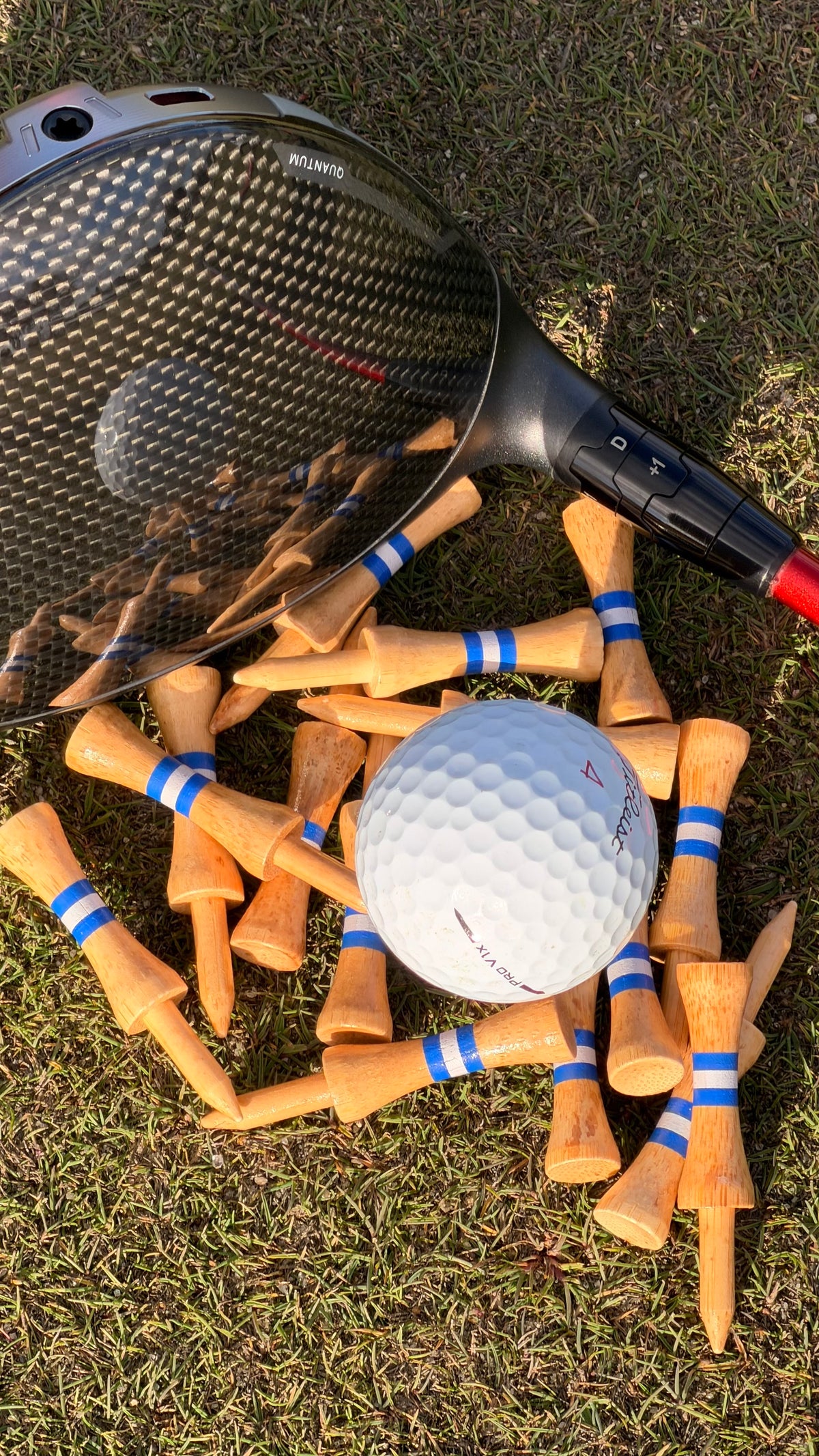 Ready Pegs Blue preset height bamboo golf tees