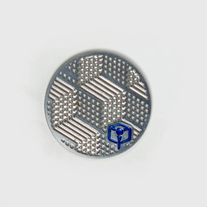NCW 3DP stainless steel golf ball marker with milled op-art pattern — view 2