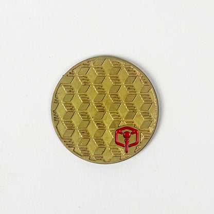 NCW 3DP brass golf ball marker with milled op-art pattern — view 2