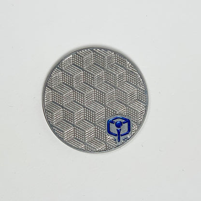 NCW 3DP stainless steel golf ball marker with milled op-art pattern
