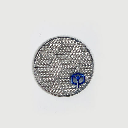 NCW 3DP stainless steel golf ball marker with milled op-art pattern
