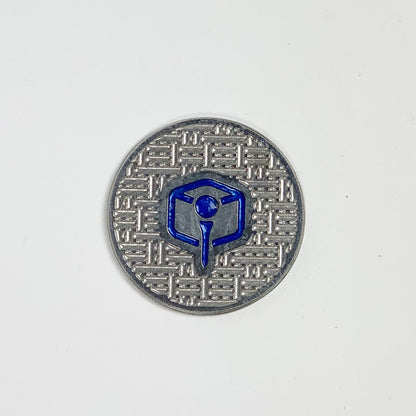 NCW 3DP stainless steel golf ball marker with milled op-art pattern — view 2
