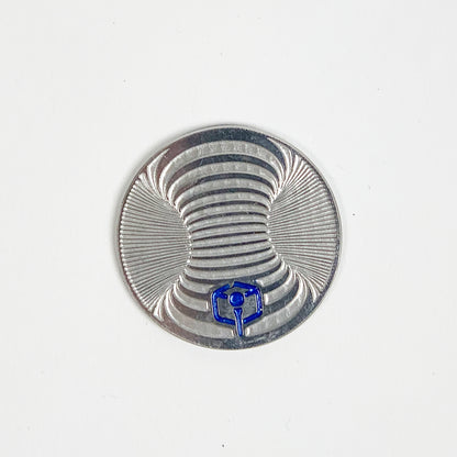 NCW 3DP stainless steel golf ball marker with milled op-art pattern