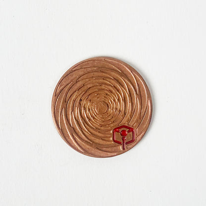NCW 3DP copper golf ball marker with milled op-art pattern