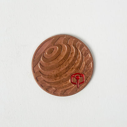NCW 3DP copper golf ball marker with milled op-art pattern